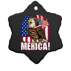 Eagle American Flag USA Flag Mullet Eagle 4th Of July Merica Ceramic Star Ornament