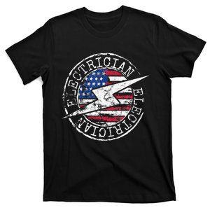 Electrician American Flag Electrical Gift USA Stamp Style T-Shirt