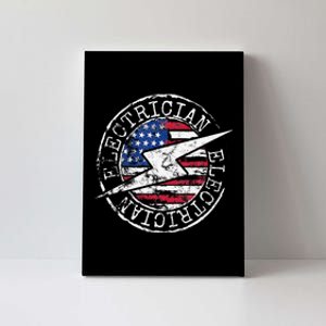 Electrician American Flag Electrical Gift USA Stamp Style Canvas