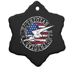 Electrician American Flag Electrical Gift USA Stamp Style Ceramic Star Ornament