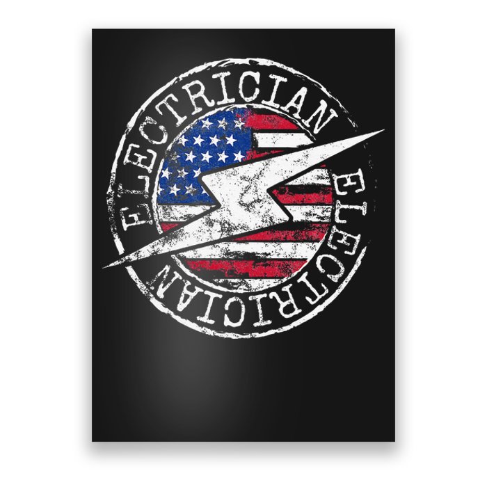 Electrician American Flag Electrical Gift USA Stamp Style Poster