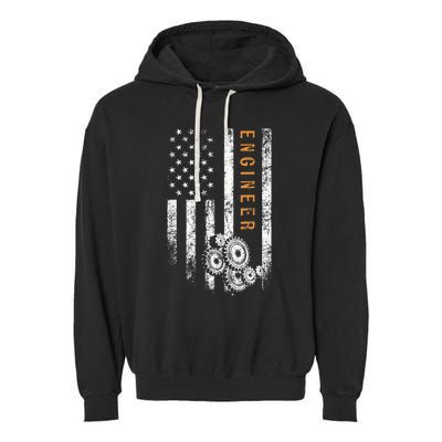 Engineer American Flag Design Engineering Garment-Dyed Fleece Hoodie