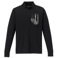 Engineer American Flag Design Engineering Performance Long Sleeve Polo