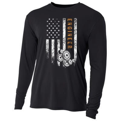 Engineer American Flag Design Engineering Cooling Performance Long Sleeve Crew