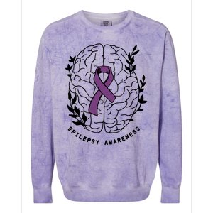 Epilepsy Awareness For Epilepsy Warrior Purple Ribbon Neurodiversity Colorblast Crewneck Sweatshirt