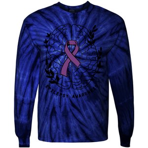 Epilepsy Awareness For Epilepsy Warrior Purple Ribbon Neurodiversity Tie-Dye Long Sleeve Shirt