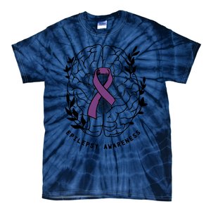 Epilepsy Awareness For Epilepsy Warrior Purple Ribbon Neurodiversity Tie-Dye T-Shirt