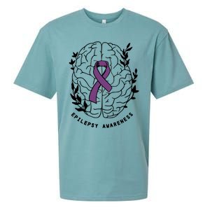 Epilepsy Awareness For Epilepsy Warrior Purple Ribbon Neurodiversity Sueded Cloud Jersey T-Shirt