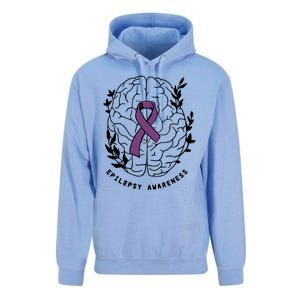 Epilepsy Awareness For Epilepsy Warrior Purple Ribbon Neurodiversity Unisex Surf Hoodie