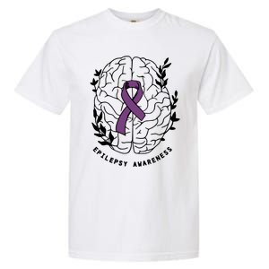 Epilepsy Awareness For Epilepsy Warrior Purple Ribbon Neurodiversity Garment-Dyed Heavyweight T-Shirt