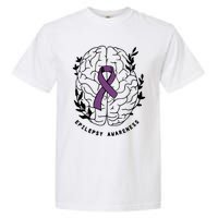 Epilepsy Awareness For Epilepsy Warrior Purple Ribbon Neurodiversity Garment-Dyed Heavyweight T-Shirt