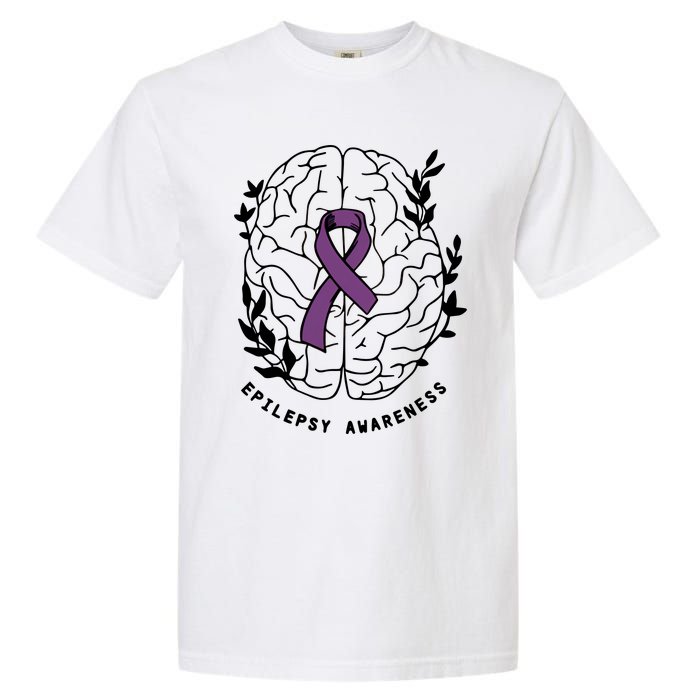 Epilepsy Awareness For Epilepsy Warrior Purple Ribbon Neurodiversity Garment-Dyed Heavyweight T-Shirt