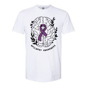 Epilepsy Awareness For Epilepsy Warrior Purple Ribbon Neurodiversity Softstyle CVC T-Shirt