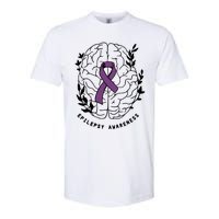 Epilepsy Awareness For Epilepsy Warrior Purple Ribbon Neurodiversity Softstyle CVC T-Shirt