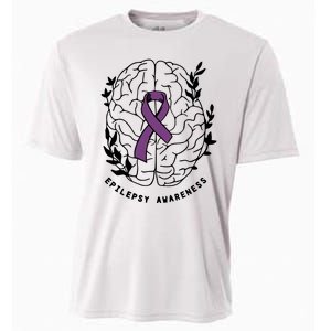 Epilepsy Awareness For Epilepsy Warrior Purple Ribbon Neurodiversity Cooling Performance Crew T-Shirt