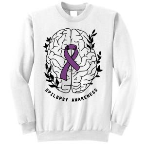 Epilepsy Awareness For Epilepsy Warrior Purple Ribbon Neurodiversity Sweatshirt