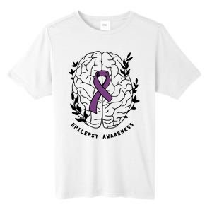 Epilepsy Awareness For Epilepsy Warrior Purple Ribbon Neurodiversity Tall Fusion ChromaSoft Performance T-Shirt