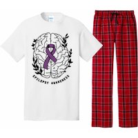 Epilepsy Awareness For Epilepsy Warrior Purple Ribbon Neurodiversity Pajama Set