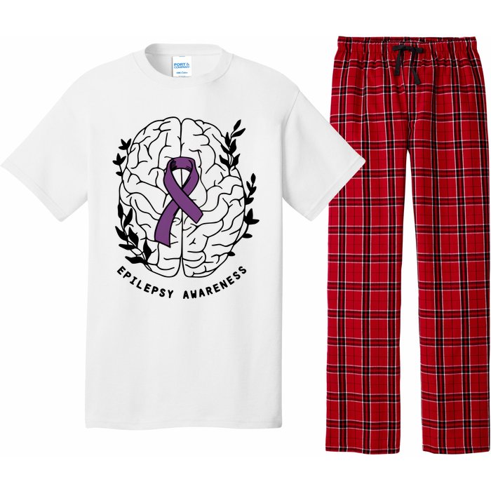 Epilepsy Awareness For Epilepsy Warrior Purple Ribbon Neurodiversity Pajama Set