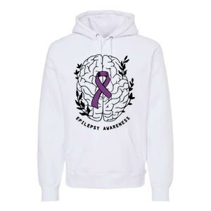 Epilepsy Awareness For Epilepsy Warrior Purple Ribbon Neurodiversity Premium Hoodie