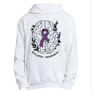 Epilepsy Awareness For Epilepsy Warrior Purple Ribbon Neurodiversity Urban Pullover Hoodie