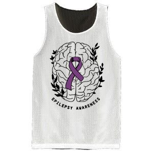 Epilepsy Awareness For Epilepsy Warrior Purple Ribbon Neurodiversity Mesh Reversible Basketball Jersey Tank