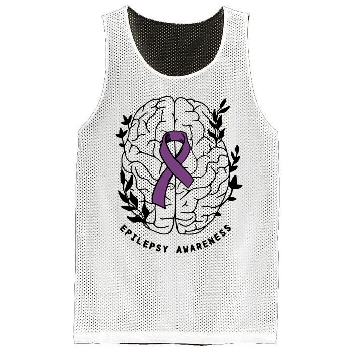 Epilepsy Awareness For Epilepsy Warrior Purple Ribbon Neurodiversity Mesh Reversible Basketball Jersey Tank