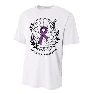 Epilepsy Awareness For Epilepsy Warrior Purple Ribbon Neurodiversity Performance Sprint T-Shirt