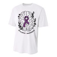 Epilepsy Awareness For Epilepsy Warrior Purple Ribbon Neurodiversity Performance Sprint T-Shirt