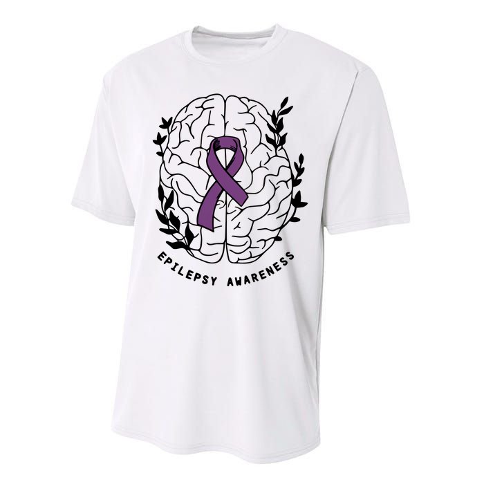 Epilepsy Awareness For Epilepsy Warrior Purple Ribbon Neurodiversity Performance Sprint T-Shirt