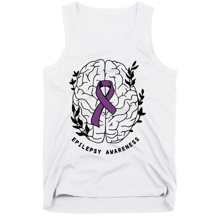 Epilepsy Awareness For Epilepsy Warrior Purple Ribbon Neurodiversity Tank Top