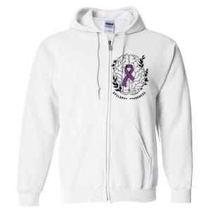 Epilepsy Awareness For Epilepsy Warrior Purple Ribbon Neurodiversity Full Zip Hoodie