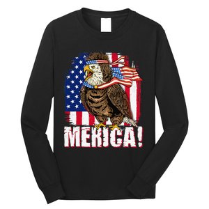 Eagle American Flag USA Flag Mullet Eagle 4th of July Merica Long Sleeve Shirt