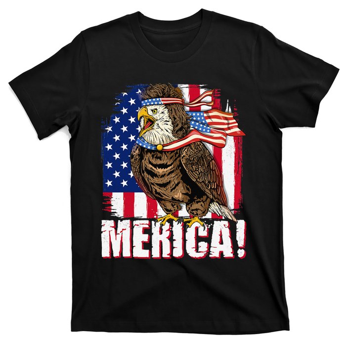 Eagle American Flag USA Flag Mullet Eagle 4th of July Merica T-Shirt