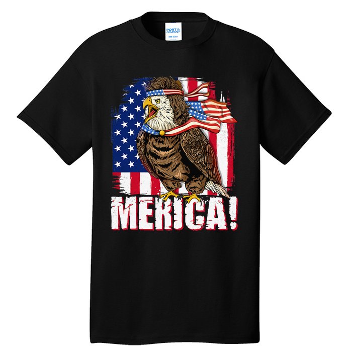 Eagle American Flag USA Flag Mullet Eagle 4th of July Merica Tall T-Shirt