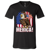 Eagle American Flag USA Flag Mullet Eagle 4th of July Merica V-Neck T-Shirt