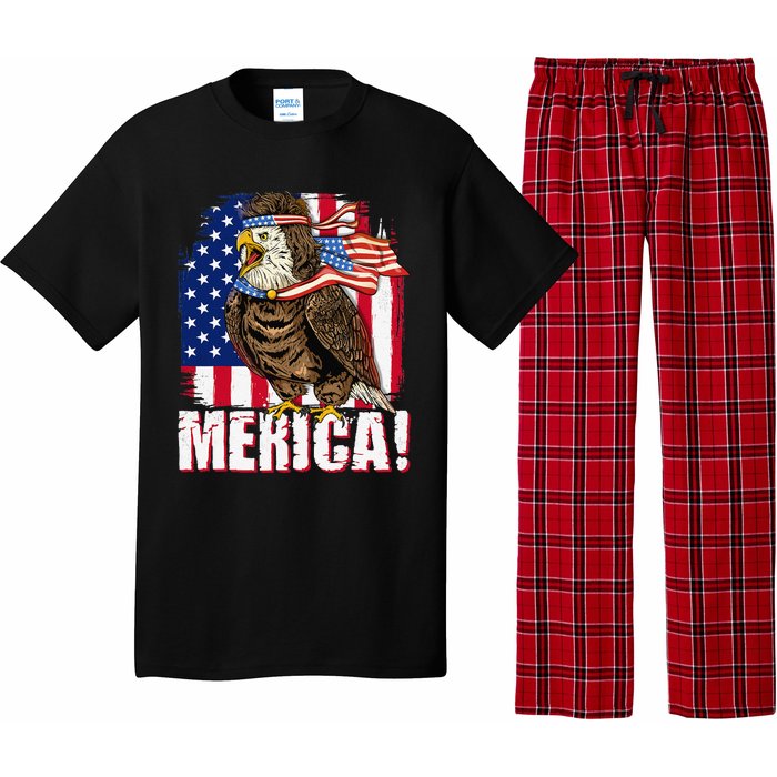 Eagle American Flag USA Flag Mullet Eagle 4th of July Merica Pajama Set