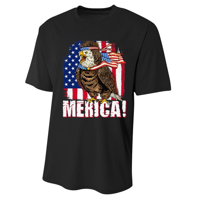 Eagle American Flag USA Flag Mullet Eagle 4th of July Merica Performance Sprint T-Shirt