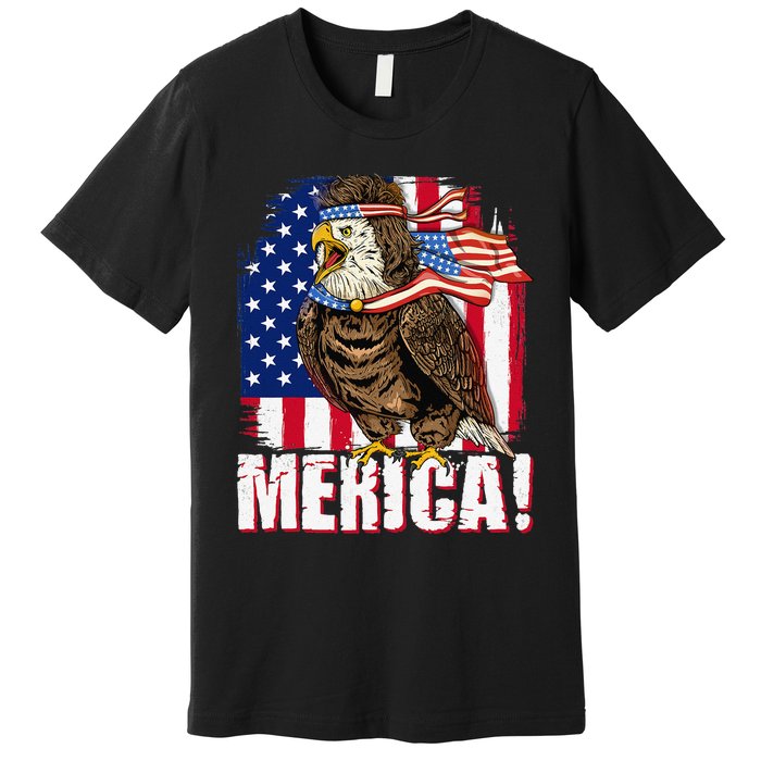 Eagle American Flag USA Flag Mullet Eagle 4th of July Merica Premium T-Shirt