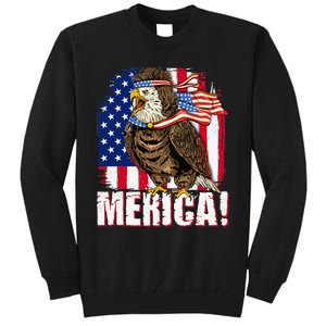 Eagle American Flag USA Flag Mullet Eagle 4th of July Merica Tall Sweatshirt