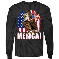 Eagle American Flag USA Flag Mullet Eagle 4th of July Merica Tie-Dye Long Sleeve Shirt