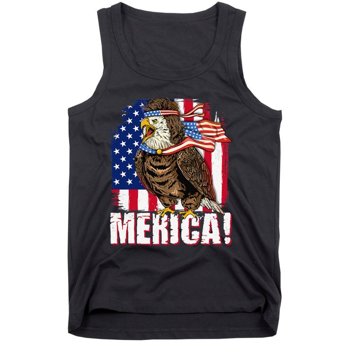 Eagle American Flag USA Flag Mullet Eagle 4th of July Merica Tank Top