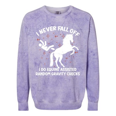 Equine Assisted Gravity Checks Funny Horse Gift Colorblast Crewneck Sweatshirt