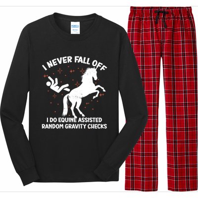 Equine Assisted Gravity Checks Funny Horse Gift Long Sleeve Pajama Set