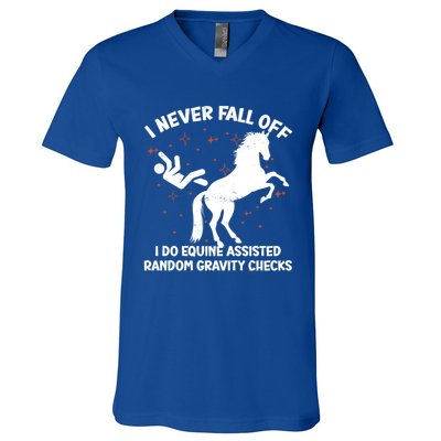 Equine Assisted Gravity Checks Funny Horse Gift V-Neck T-Shirt