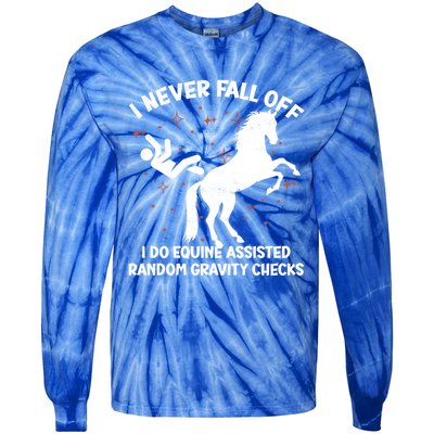 Equine Assisted Gravity Checks Funny Horse Gift Tie-Dye Long Sleeve Shirt