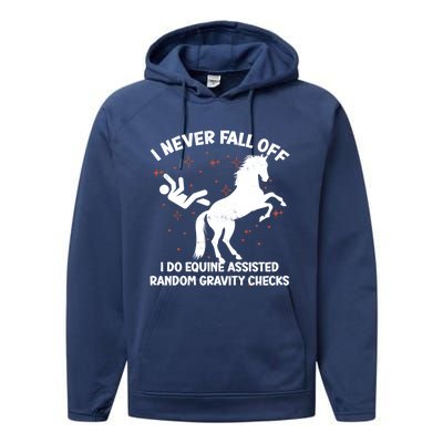 Equine Assisted Gravity Checks Funny Horse Gift Performance Fleece Hoodie