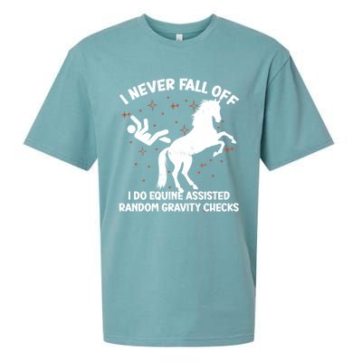 Equine Assisted Gravity Checks Funny Horse Gift Sueded Cloud Jersey T-Shirt