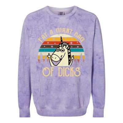 Eat A Giant Bag Of Dicks Unicorn Colorblast Crewneck Sweatshirt