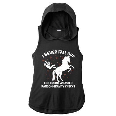 Equine Assisted Gravity Checks Funny Horse Gift Ladies PosiCharge Tri-Blend Wicking Draft Hoodie Tank